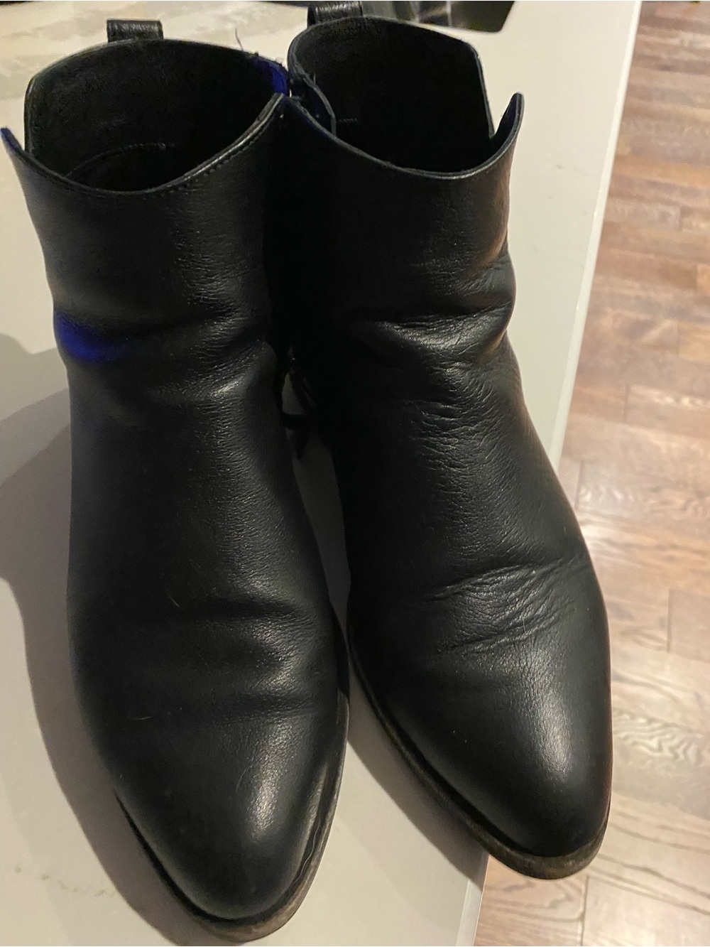 Poppy Barley Black Leather Pointed Ankle Booties